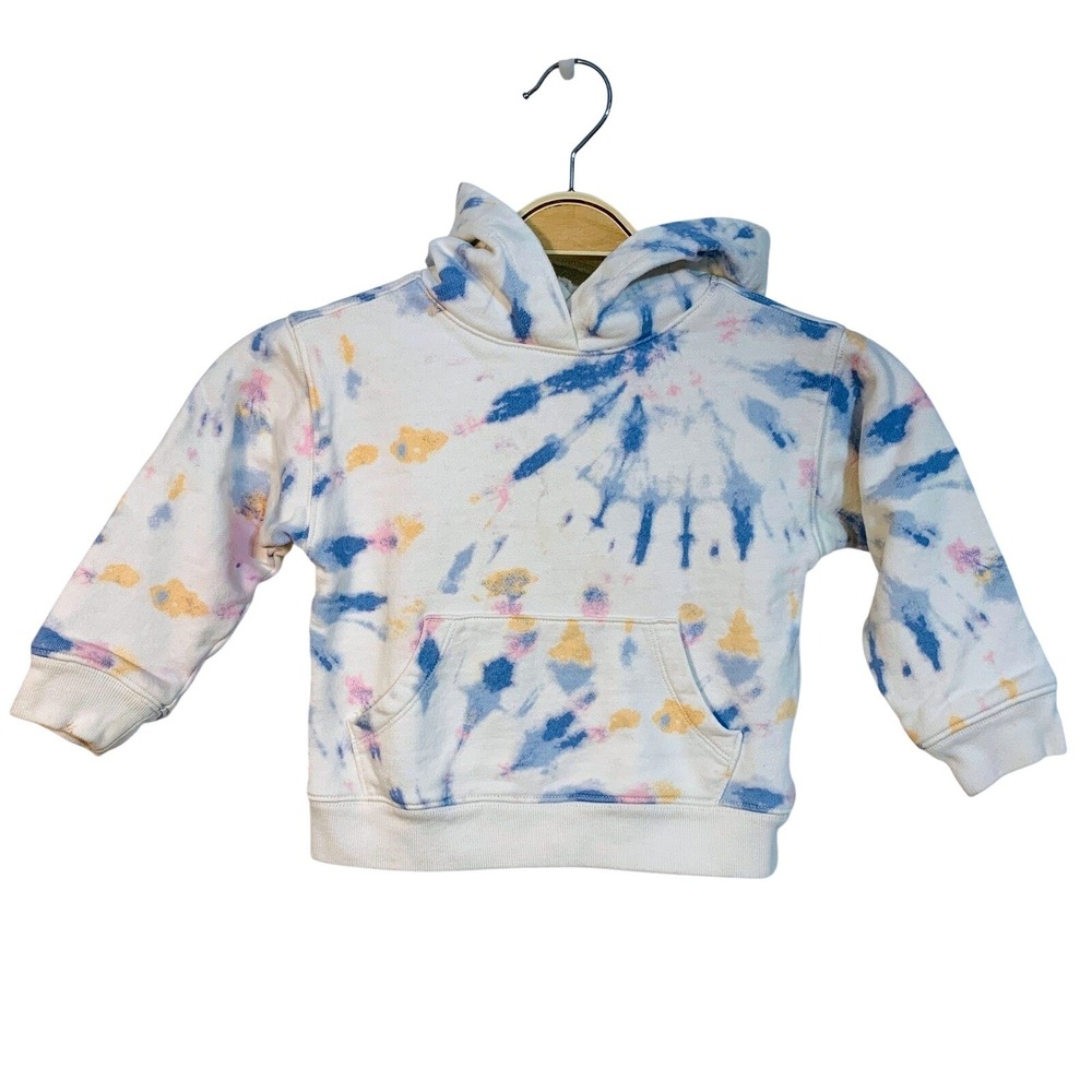 Crewcuts Tie Dye Baby Hoodie 100% French Terry Cotton White Blue Pink / Size XXS